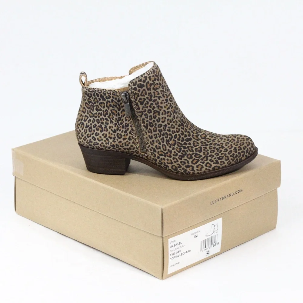Lucky Brand Basel Boots sz 6 New Animal Print Booties Block Heel Fall fashion